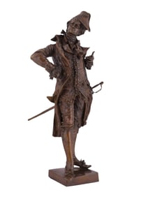 "A DIPLOMAT", LARGE BRONZE SCULPTURE BY ANTONIO PANDIANI, LATE 19TH C, SIGNED