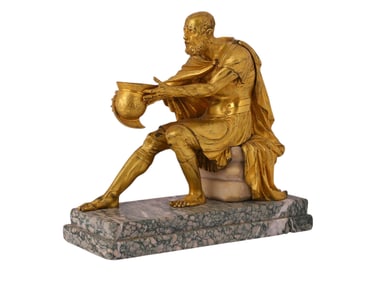 A FRENCH GILT-BRONZE SCULPTURE OF A VETERAN SOLDIER BEGGAR, 19TH CENTURY