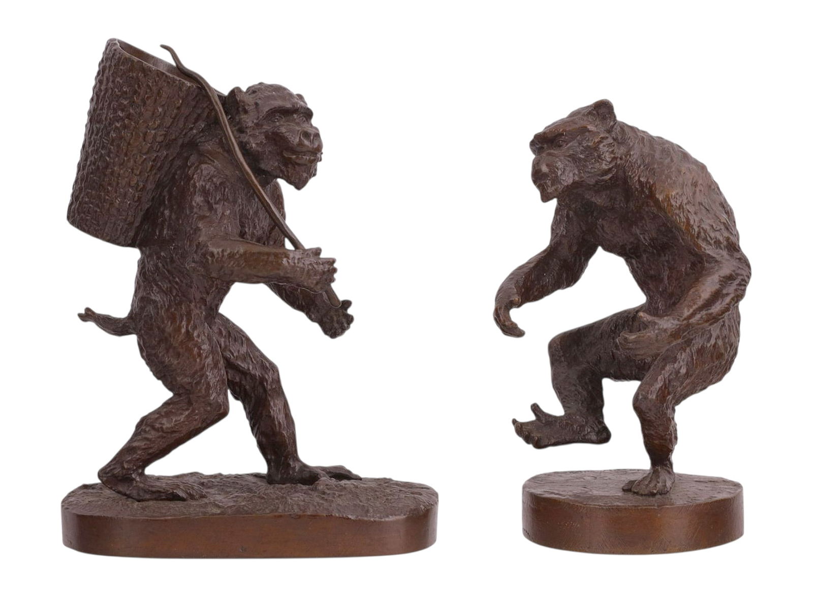 A PAIR OF BRONZE MONKEYS BY CHRISTOPHE FRATIN, SIGNED, CA. MID-19TH CENTURY (1 of 7)