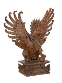 AN INDONESIAN CARVED WOOD MYTHOLOGICAL CREATURE