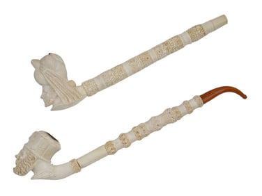 A LOT OF TWO MEERSCHAUM TOBACCO PIPES, GERMANY, 19TH CENTURY