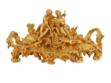 A LOUIS XV GILT BRONZE INKWELL WITH NAUTICAL MYTHOLOGICAL FIGURES, FRANCE 19TH C.