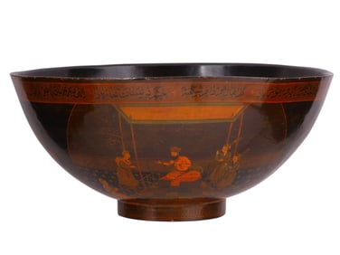A QAJAR PAPIER-MÂCHÉ LACQUERED BOWL, PERSIA, MID–19TH CENTURY