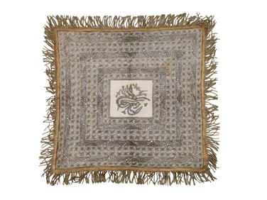 A TURKISH SILVER-EMBROIDERED TUGRA TEXTILE, OTTOMAN EMPIRE, 19TH C.