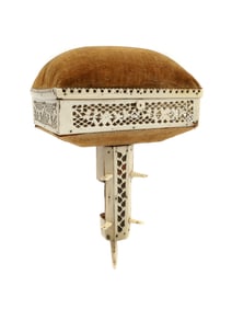 A RUSSIAN KHOLMOGORY CARVED BONE SEWING CLAMP PINCUSHION