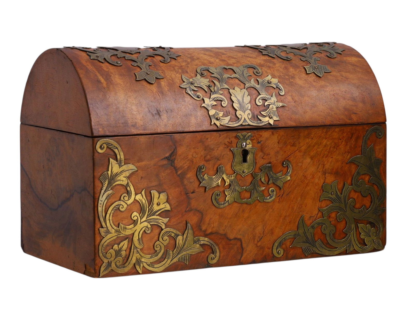 AN ENGLISH BURR WALNUT VENEERED DOCUMENT BOX, LATE 18TH CENTURY, (1 of 5)