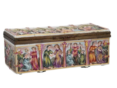 A CONTINENTAL PORCELAIN CASKET, PROBABLY GERMAN OR FRENCH, CA. 1880–1910, IN THE CAPODIMONTE