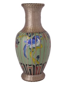 A CHINESE PORCELAIN VASE WITH SILVER MOUNTS, LATE QING DYNASTY, CIRCA 1880–1910