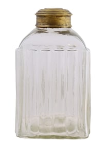 AN IMPERIAL RUSSIAN GLASS TEA CADDY WITH A BRASS LID, 1900