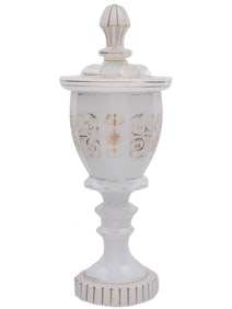 A RUSSIAN OPALINE GLASS LIDDED GOBLET, 19TH C.