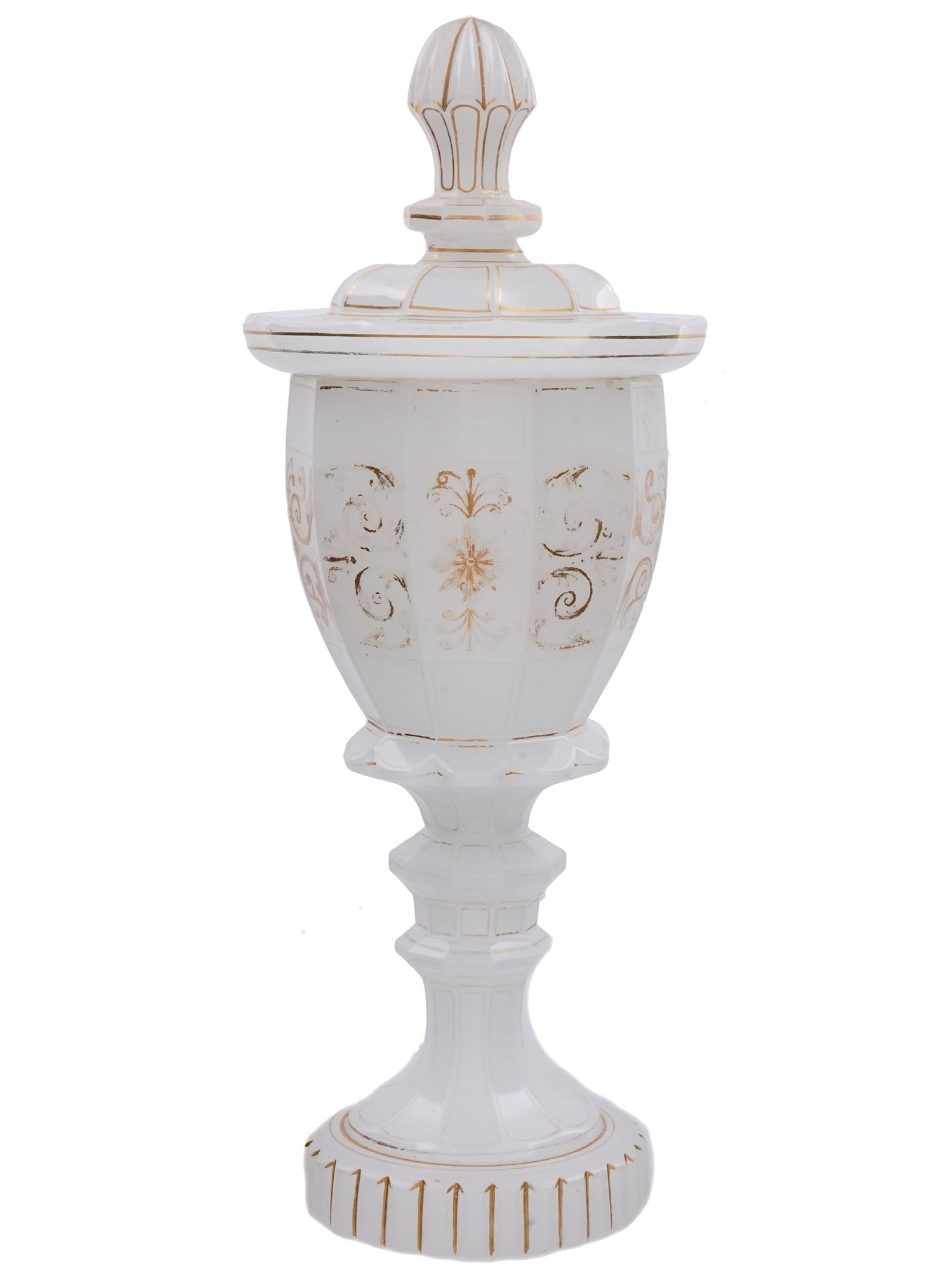 A RUSSIAN OPALINE GLASS LIDDED GOBLET, 19TH C. (1 of 4)