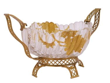 A FRENCH GILT BRONZE MOUNTED CUT GLASS CENTERPIECE BASKET, LATE 19TH CENTURY