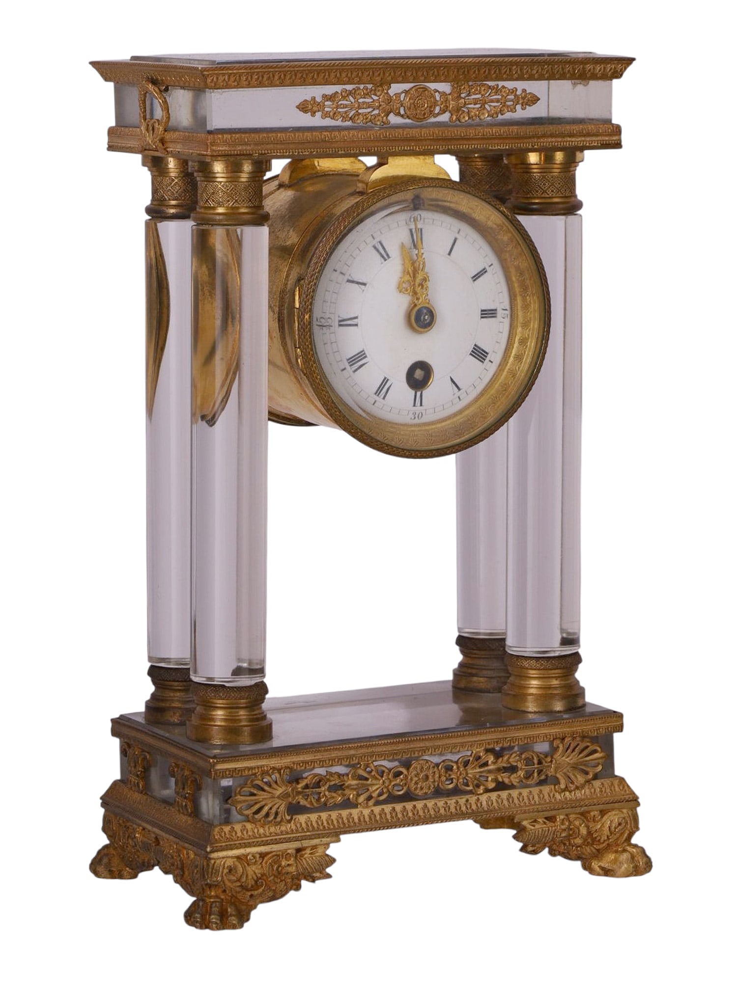 A FRENCH GILT BRONZE AND GLASS PORTICO CLOCK, BY BRUNIER, PARIS, LATE 19TH CENTURY (1 of 9)
