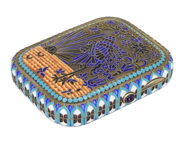 A SILVER-GILT AND PLIQUE-À-JOUR ENAMEL CIGARETTE CASE