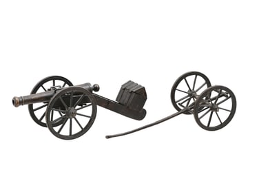 A FRENCH CAST-BRONZE MODEL GRIBEAUVAL SYSTEM MINIATURE CANNON, 19 C.