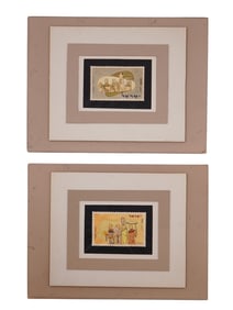 A PAIR OF ORIGINAL PAINTINGS OF 1956 ISRAELI STAMPS