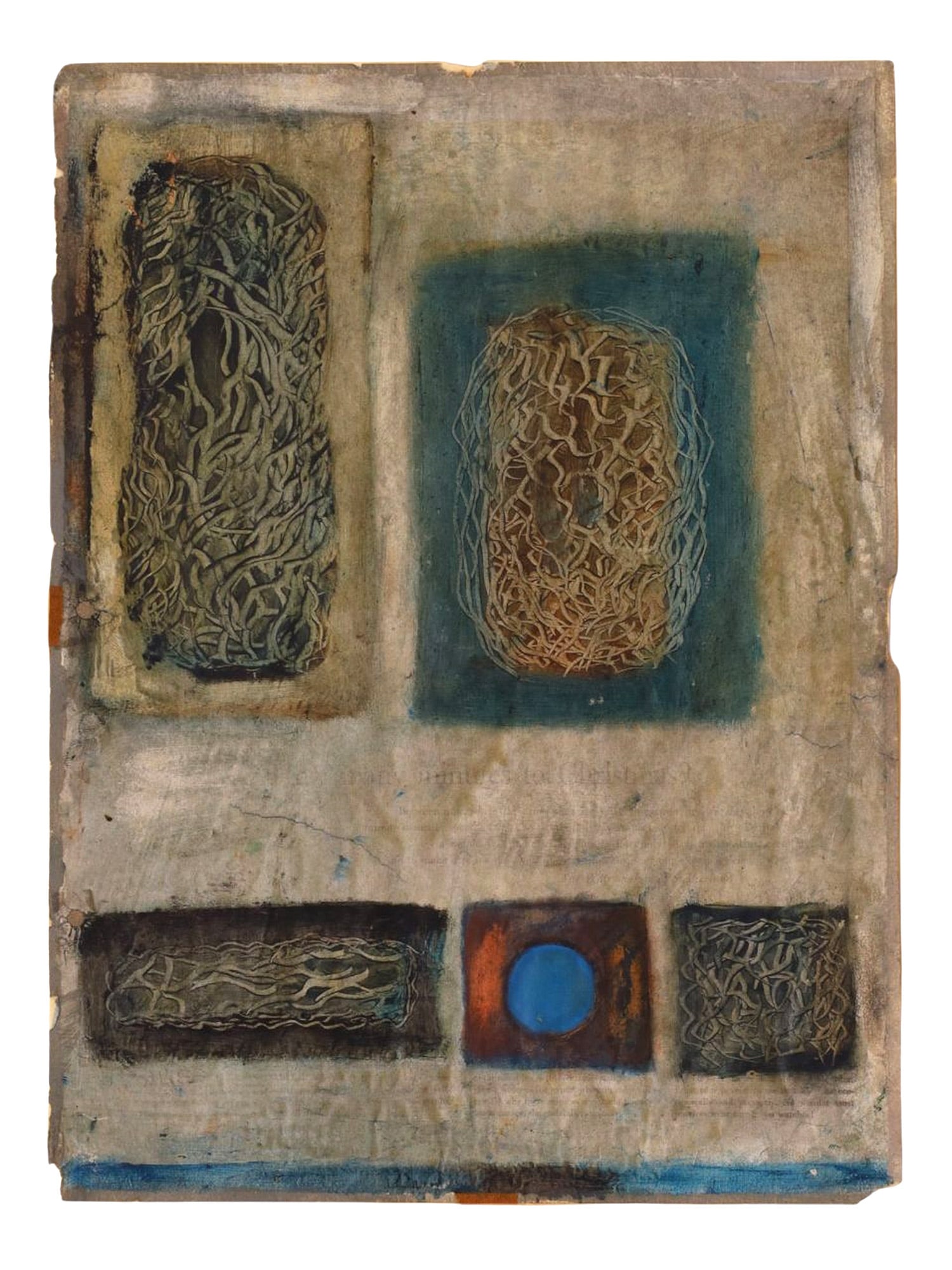 A MARTHA MARGARET MCKAY (1924-1983), OIL ON PAPER C. 1958, ABSTRACT COMPOSITION (1 of 3)