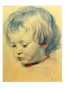 A HIGH-QUALITY FACSIMILE PRINT AFTER PETER PAUL RUBENS, STUDY OF A CHILD, 20TH CENTURY