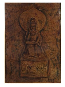 A SIGNED CHINESE SILK PAINTING DEPICTING A BODHISATTVA (GUANYIN)