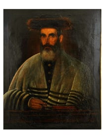 A GYURKOVITS SIGNED OIL ON CANVAS JUDAICA PORTRAIT OF A MAN, DATED 1861