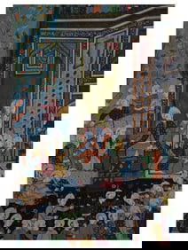 A PERSIAN PAINTING ON SILK, PERSIA, LIKELY ISFAHAN SCHOOL, LATE 19TH CENTURY