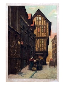 A FRENCH WATERCOLOR STREET SCENE, SIGNED "S. MARCHAL", EARLY 20TH CENTURY