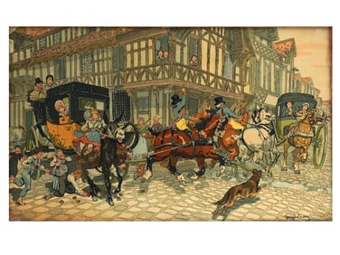 A GEORGE BUSSON DU MAURIER (FRENCH, 1834-1896) LITHOGRAPH STREET SCENE