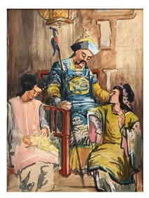 A CHINESE WATERCOLOR GENRE SCENE, CHINESE SCHOOL, EARLY 20TH CENTURY