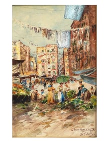 A WATERCOLOR OF THE LOWER HARBOR OF NAPLES, ITALY, SIGNED TO THE LOWER RIGHT, (DE FULRISO?)
