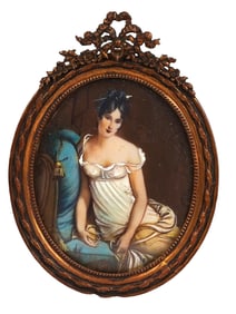 A MINIATURE POTRAIT OF JULIETTE RECAMIER AFTER HER PORTRAIT BY FRANCOIS GERARD (1770-1837)