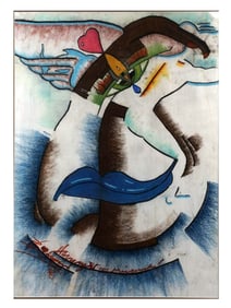 A LARGE PASTEL ABSTRACT COMPOSITION, SIGNED AND INSCRIBED, LATE 20TH CENTURY