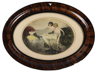 AN ART DECO HAND-COLORED ETCHING BY LOUIS JUSTIN LAURENT INCART, FRANCE, CIRCA 1920–1930