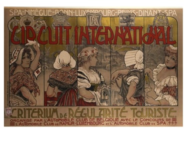 A GEORGES GAUDY (1872–1940) BELGIAN CIRCUIT INTERNATIONAL RACE POSTER, 1906