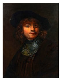 AN OIL ON CANVAS PORTRAIT AFTER REMBRANDT’S "TRONIE", EUROPEAN SCHOOL, 19TH CENTURY