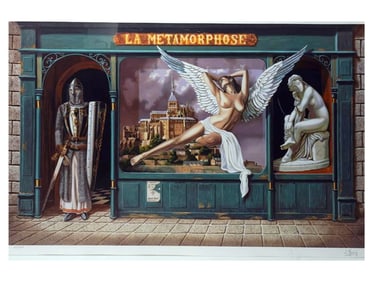 A LARGE JUAN MEDINA (DOMINICAN, B. 1948) LITHOGRAPH 'LA METAMORPHOSE'