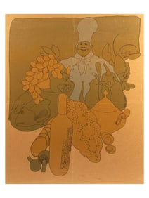AN ISADORE SELTZER (1930-2019) LITHOGRAPH PRINT OF A CHEF, C. 1960S