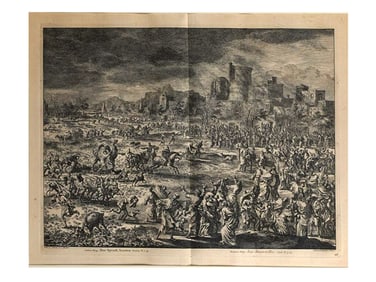 AN ENGRAVING DEPICTING THE PLAGUE OF LOCUSTS IN EGYPT, AFTER JOHANNES LUGTENBURG, EUROPEAN, 18TH