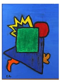 AN ACRYLIC ON CANVAS ABSTRACT COMPOSITION, SIGNED E. A., LATE 20TH CENTURY