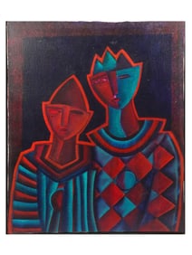 A SIMON AVISSAR (MOROCCAN, B. 1938) OIL ON CANVAS EXPRESSIONIST PAINTING