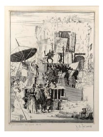 A JOE A. PECSENKE (HUNGARIAN, 1941-1989) COMMEDIA DELL'ARTE ETCHING