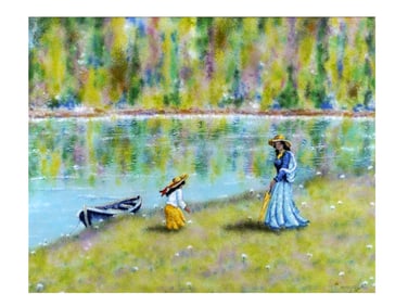 AN AMERICAN ENAMEL ON COPPER PASTORAL SCENE, SIGNED "MINGOLLA", MID-20TH CENTURY