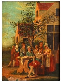 A SMALL OIL ON BOARD FIGURAL GENRE SCENE, EUROPEAN SCHOOL, LATE 19TH CENTURY