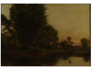AN OIL ON CANVAS LANDSCAPE, POSSIBLY AMERICAN SCHOOL HUDSON RIVER VALLEY, LATE 19TH CENTURY