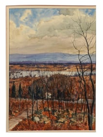A WATERCOLOR LANDSCAPE, POSSIBLY AMERICAN SCHOOL, MID 20TH CENTURY