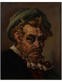 A LAJOS POLCZER (HUNGARIAN, 1902-1968) OIL ON CANVAS PORTRAIT OF A MAN