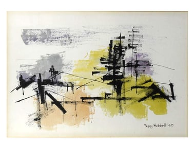 A PEGGY HUBBELL (1917-2016) ABSTRACT WATERCOLOR ON PAPER, 1960