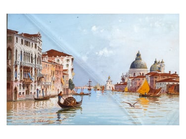 A GIOVANNI SALVIATI (1881-1950) WATERCOLOR VENETIAN CANAL SCENE