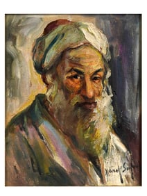 AN OIL ON CANVAS JUDAICA PORTRAIT, SIGNED, 20TH CENTURY