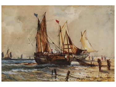 A SMALL WATERCOLOR ON PAPER MARITIME PAINTING, LATE 19TH / EARLY 20TH CEN.