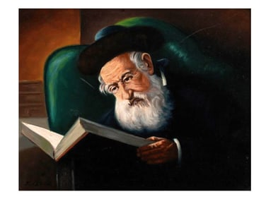 A JOSEPH LEVIN (RUSSIAN-AMERICAN, 1894-1979) OIL ON BOARD JUDAICA PAINTING